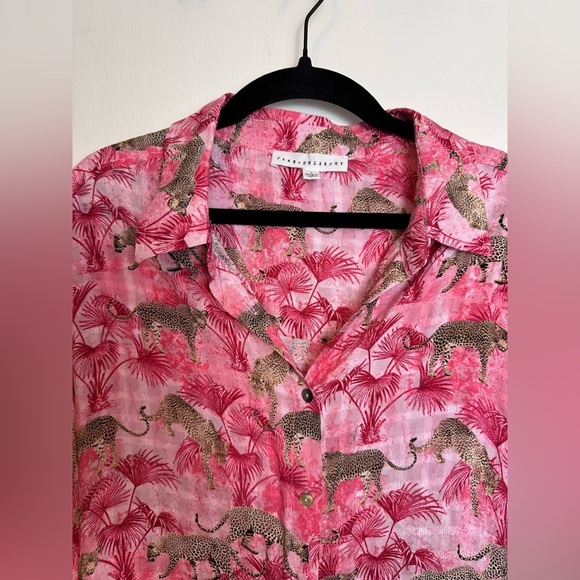 Jane And Delancey Women's Long sleeve Tunic Top Size L Cheetah Button Up #1622 - Picture 5 of 11